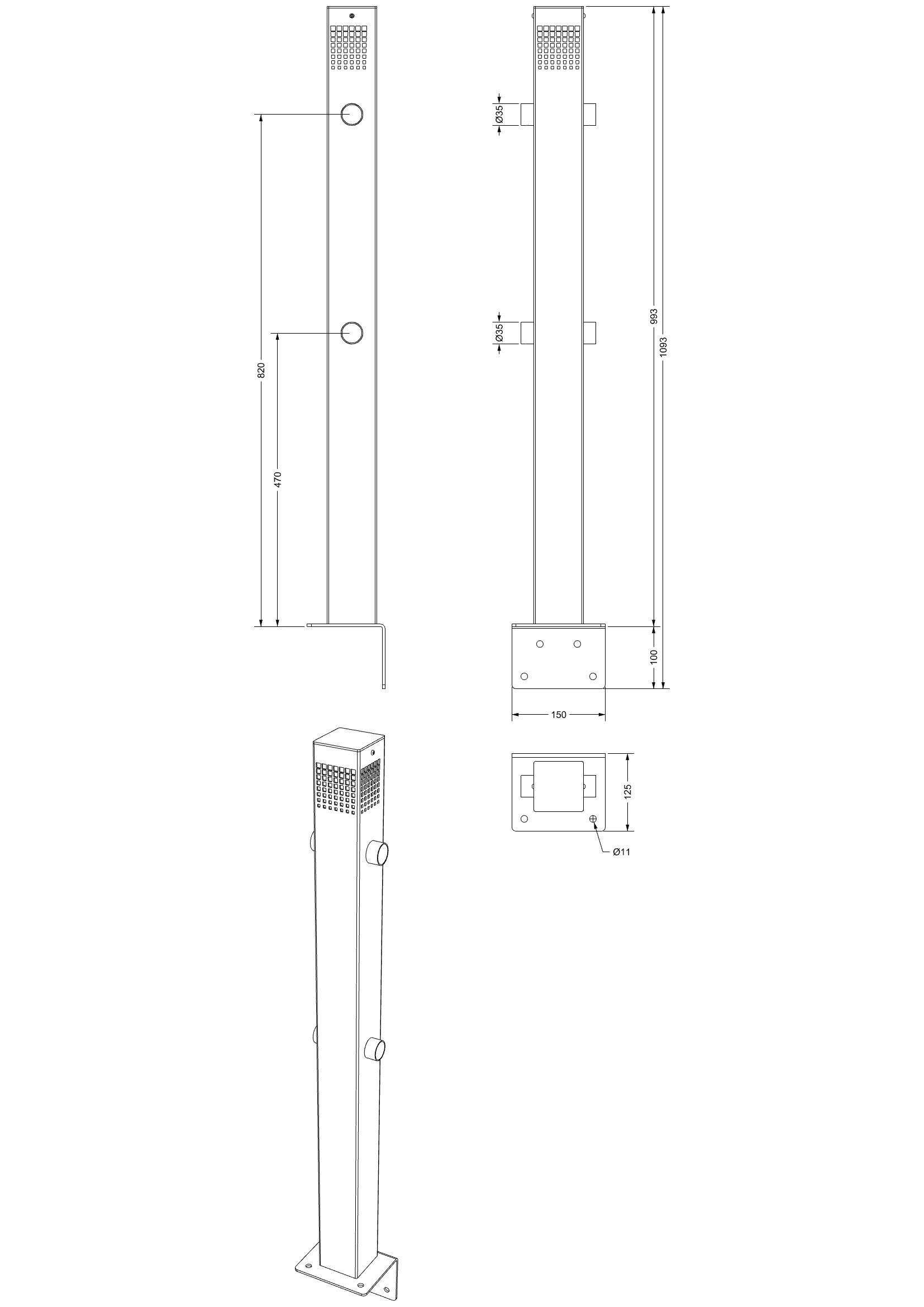 Led kaidetolppa, musta - Image 2